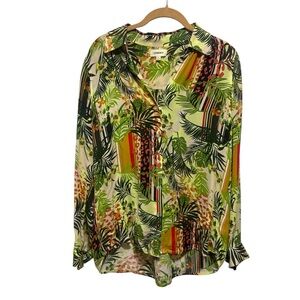 L'Agence Nina tropical print silk blouse in the passion fruit print